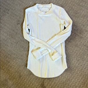 Aerie Cream Long Sleeve Ribbed Top